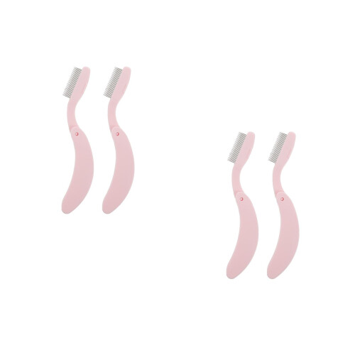4Pcs Compact Pink Makeup Tool Eyebrow Brush and Lash Comb 2