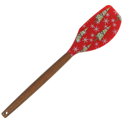 3Pcs Silicone Baking Spatula Christmas Design Ergonomic Wooden Handle 1