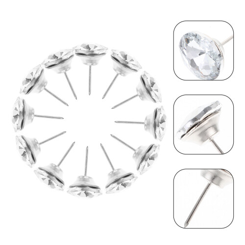 40Pcs Crystal Buttons 1Inch White for Sofa Headboard Upholstery Nails 1
