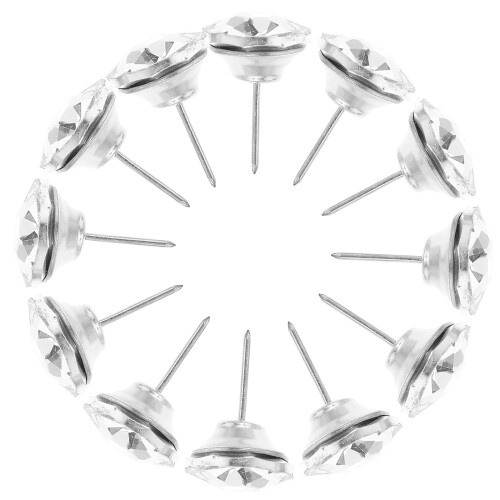 40Pcs Crystal Buttons 1Inch White for Sofa Headboard Upholstery Nails 2