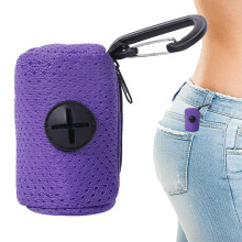 Pink Dog Poop Bag Dispenser with Zip  Portable Holder for Dogs  Purple