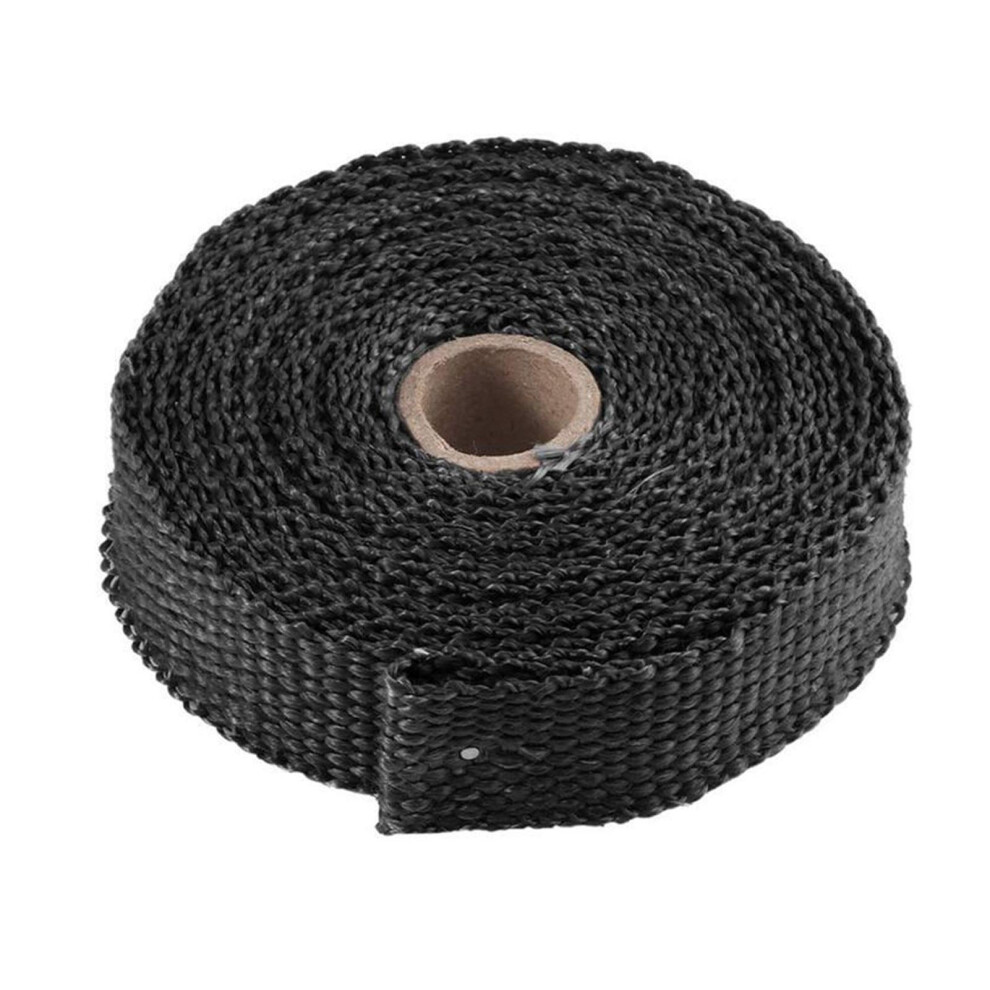 Exhaust Wrap Motorcycle, Exhaust Tape 5M Glass Fiber Heat Wrapped Tape(Black) Black 9382693730718