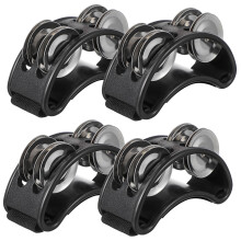 Set of 4 Steel Tongue Beater for Shake Percussion Rhythm Instrument ABS Black