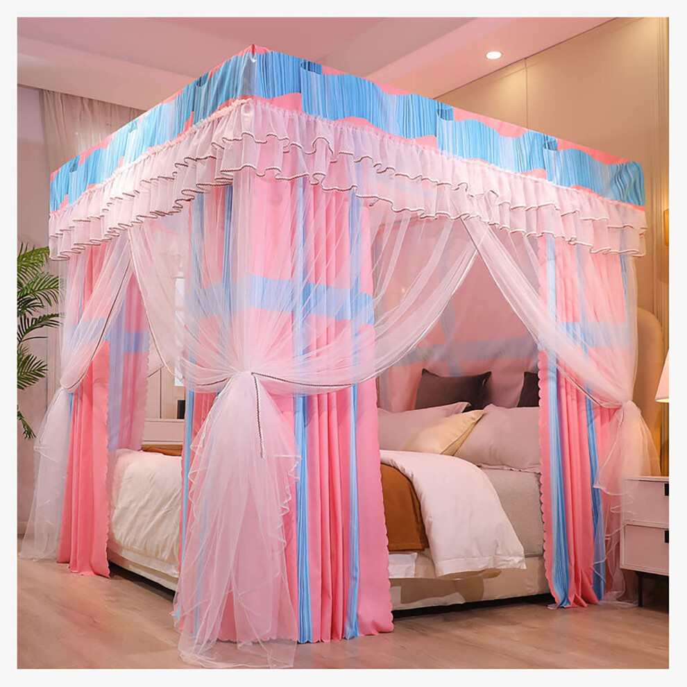 Bed Curtain FourPoster Canopy Mosquito Net Princess Curtains Canopy For Girls Size 1.8x2.2m (5.9x7.2ft) Color VS Single/King