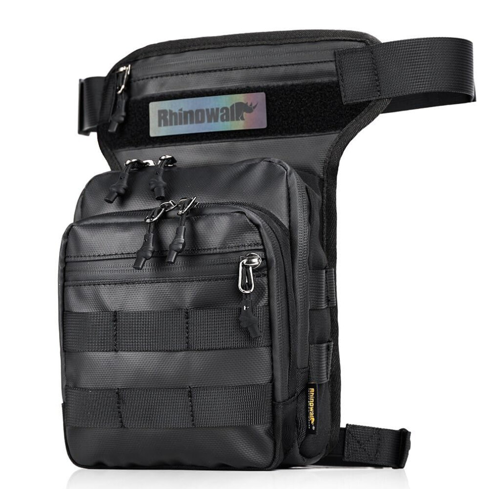Waterproof Motorcycle Leg Bag With Adjustable Waist And Thigh Straps, Durable Tactical Black 9382693912473