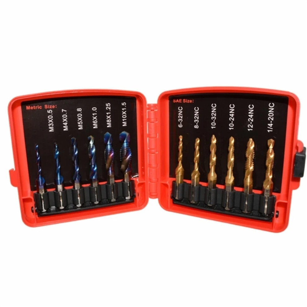 Tap Set 3In1 Titanium Coated Screw Tapping Bit Set, 13Piece Model C, Multiple Sizes 9347817224160