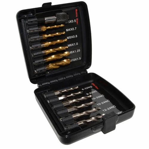 Tap Set 3In1 Titanium Coated Screw Tapping Bit Set, 13Piece Model C, Multiple Sizes 2