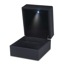 Estuche para anillos de boda con luz LED automática, elegante caja de terciopelo con luz LED integrada.