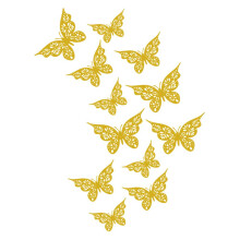 Decorazioni per cupcake a forma di farfalla, elegante design 3D cavo per decorazioni di feste a tema, decorazioni a farfalla dorate adatte per