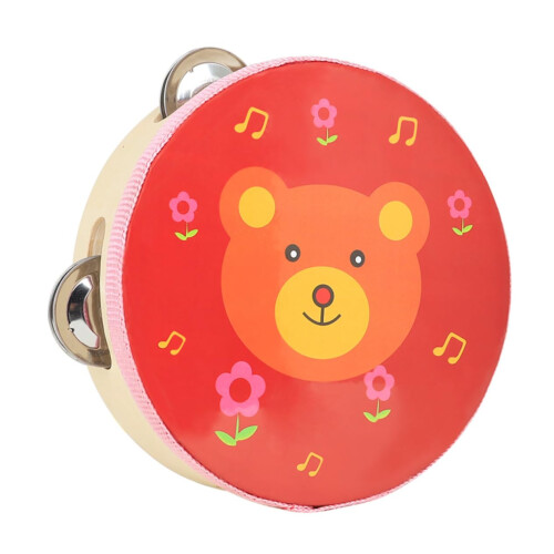 Clapping Tambourine Children's Drum Wood Red
