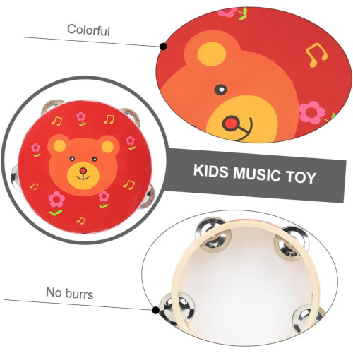 Clapping Tambourine Children's Drum Wood Red 1