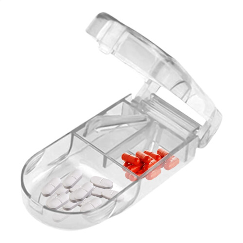Portable Pill Cutter  Travel Pill Divider with Grinder  Compact Tool with Builtin Storage