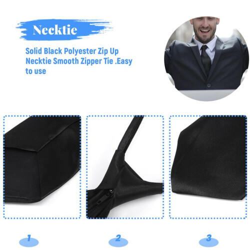 MäN Solid Svart Polyester Slip  Slips SläT Dragkedja 1