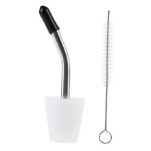 Outdoor Stainless Steel Kettle Spout Extension Tubes With Silicone Dust Caps Cleaning Brush For Camping Teapots
