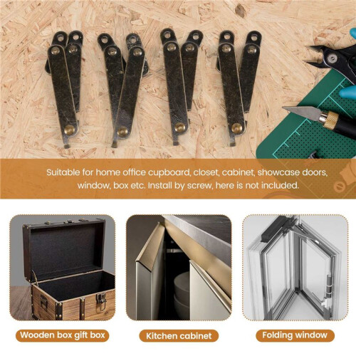 Furniture Box Rotatable Folding Lid Support Hinge Bronze Tone 4Pcs 2