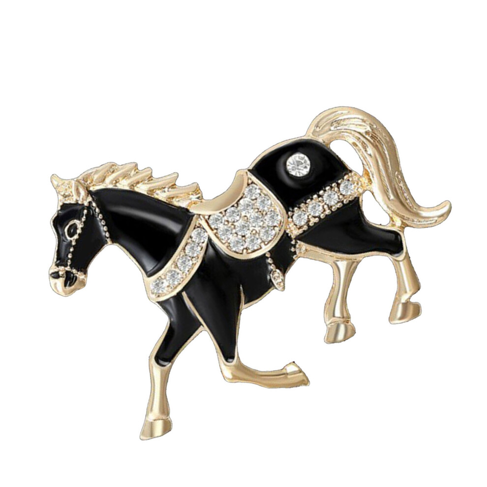 Black Alloy Chinese Zodiacs Horse Brooch For Fashion Jewelry