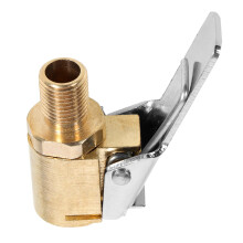Auto tire valve adapter for air pump, clip design, durable copper construction