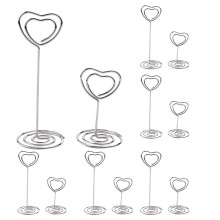 30 Pcs Card Holder Heart Shape Table Picture Stand Wire Tabletop Photo Holder Menu Clips for Wedding Party Number,Silver