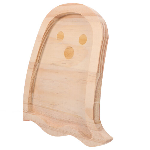 4Pièces Plateau En Bois Marron Pour Service Décor Halloween