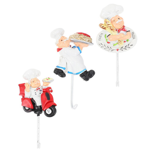 6Pièces Crochets Décoratifs Cuisine Chef Résine Pour Mur