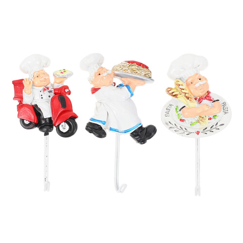 6Pièces Crochets Décoratifs Cuisine Chef Résine Pour Mur 1
