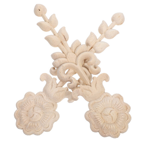 10Pièces Appliques Bois Khaki Sculpté Naturelle Décor