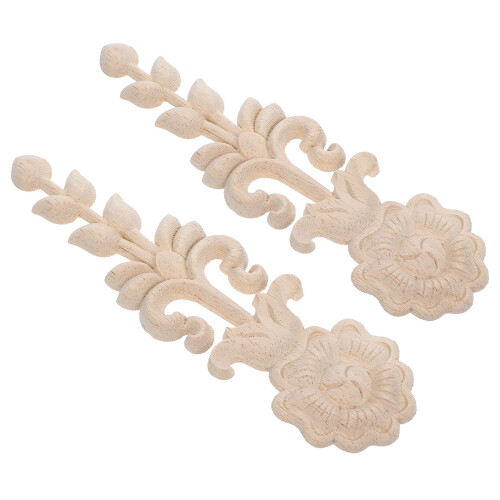 10Pièces Appliques Bois Khaki Sculpté Naturelle Décor 1