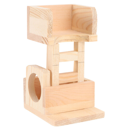 3Pièces Abri En Bois Pour Hamsters Avec Échelle D’exercice 1