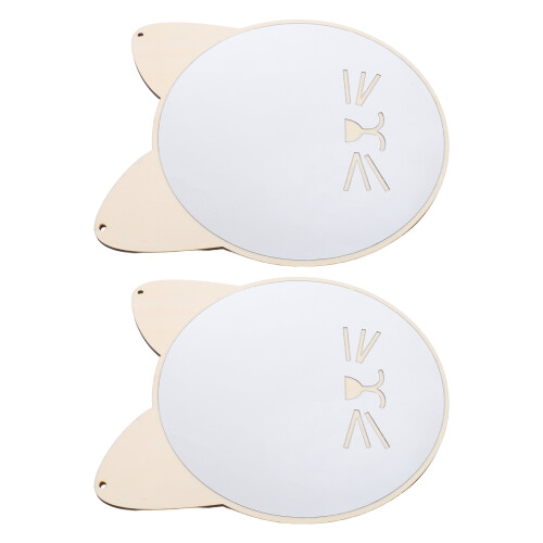 4Pcs Khaki Wood Framed Cat Mirror Decorative Hanging Wall Art 2