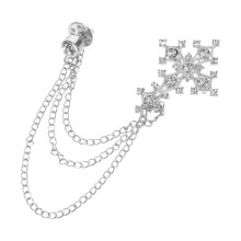3Pcs Silver Alloy Cross Brooch Pins Rhinestone Punk Style Lapel Pin
