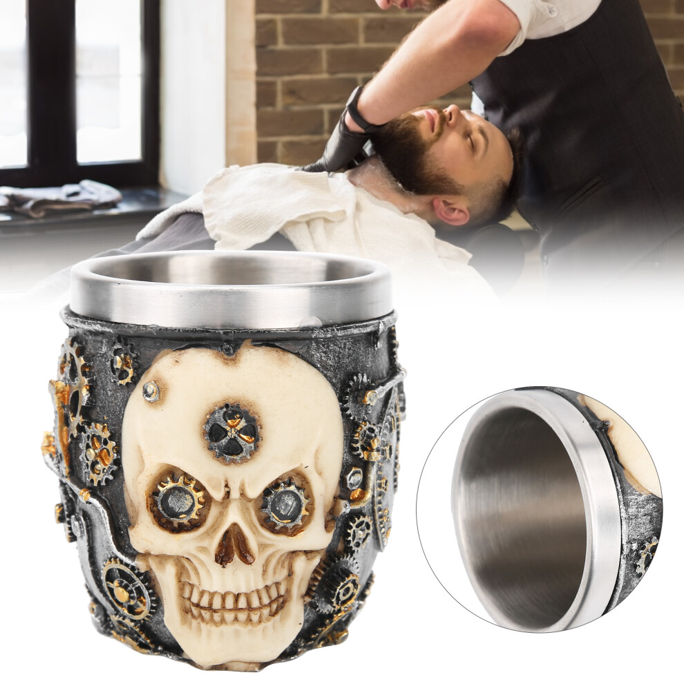 Stainless Steel Beard Shaving Bowl & Brush Set for Barber & Home