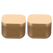 4Pcs Metal Square Candle Tins Golden Color Storage Containers
