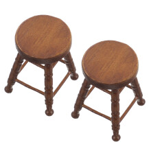 10Pcs Wooden Mini Stools Light Brown Birch Dollhouse Scene Decoration