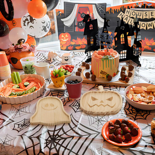 4Pièces Plateau Bois Halloween Festif 2