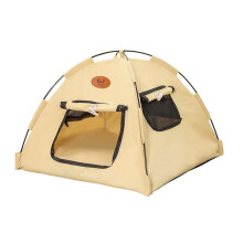 Pets Teepee Dog Cat Tent, Washable Removable Cushion, Easy Assemble, Indoor Outdoor Bed, Play House, Small OffWhite