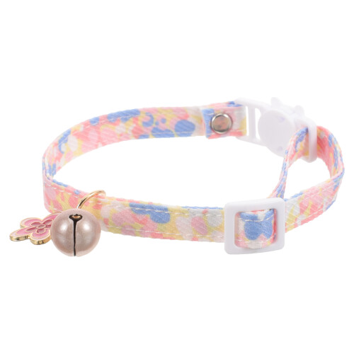 2Pcs Pink Cat Collar with Bell Adjustable Polyester Cute Pet Gift 1