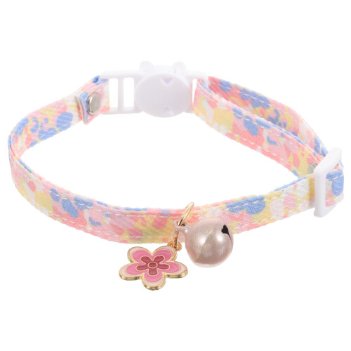 2Pcs Pink Cat Collar with Bell Adjustable Polyester Cute Pet Gift 2