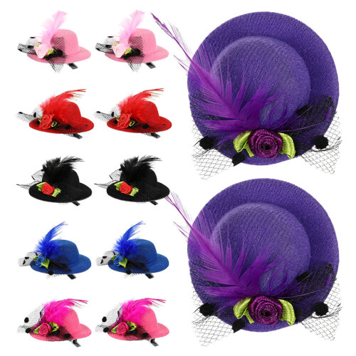 72St Tiny Mini Hoed Haaraccessoires Fluweel Metalen Divers Kleurenset 2