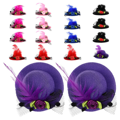 72St Tiny Mini Hoed Haaraccessoires Fluweel Metalen Divers Kleurenset 1