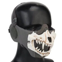 Skeleton Skull Devil Half Face Tactical Airsoft Mask with Two Layers for Hunting, Masquerade, Party, Cosplay, Props, Cool Halloween