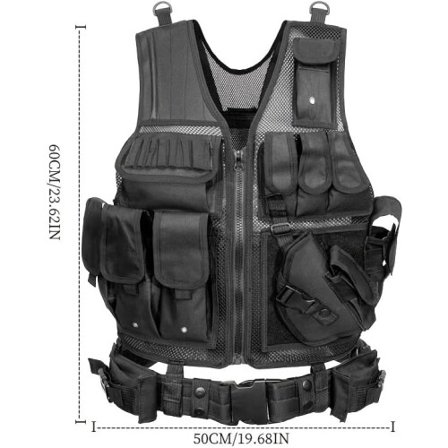 Tactical Airsoft Vest For Men MOLLE Compatible Adjustable Straps Modular System 2
