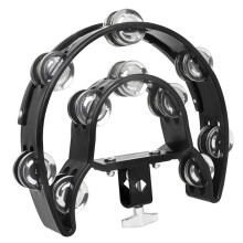 Traditional Tambourine with Ergonomic Handle, Double Row of Jingles, Beginner Rhythm Instrument for Adults, for Parties and Music Lessons