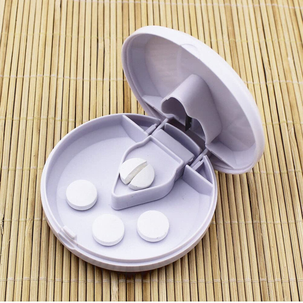 White Pack Of 1 Tablet Divider, Pill Splitter Pill Breaker For Small Or Large Pills, Portable Tablet Splitter Medicine Vitamin Organiser Box (White)