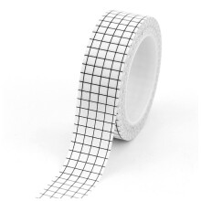 Double Sided Tape 1 Piece Black and White Tape Pure Grid Paper DIY Planner Masking Sticker Decoration Stationery School Supplies Mesh Tape (White)