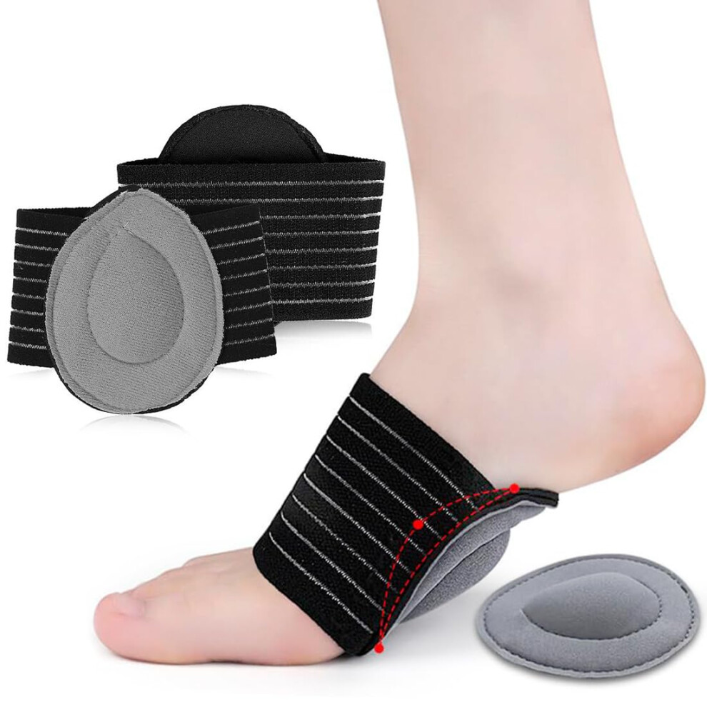 Grey Arch Brace, 2Piece Metatarsal Bandage Adjustable For Plantar Fasciitis Relief (Grey)
