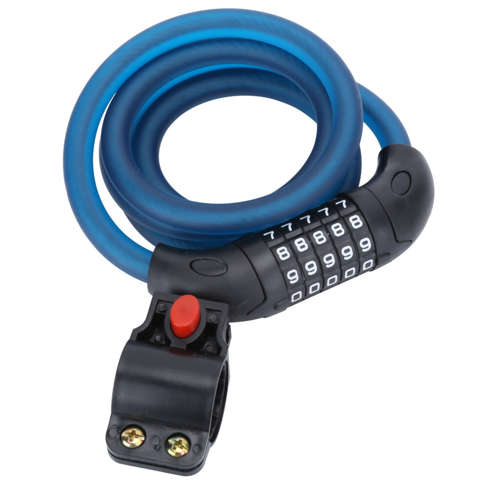 High Security Steel Cable Lock, 5 Digit Combination Bicycle Lock With Self Coiling Design Cut Resistant And Weatherproof For Scooter Fence Warehouse B 9301476570112