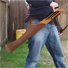 PU Leather Men's Archery Quiver Traditional Belt Quiver Hip Holder Adjustable Strap Vintage Brown For Youth And Adults