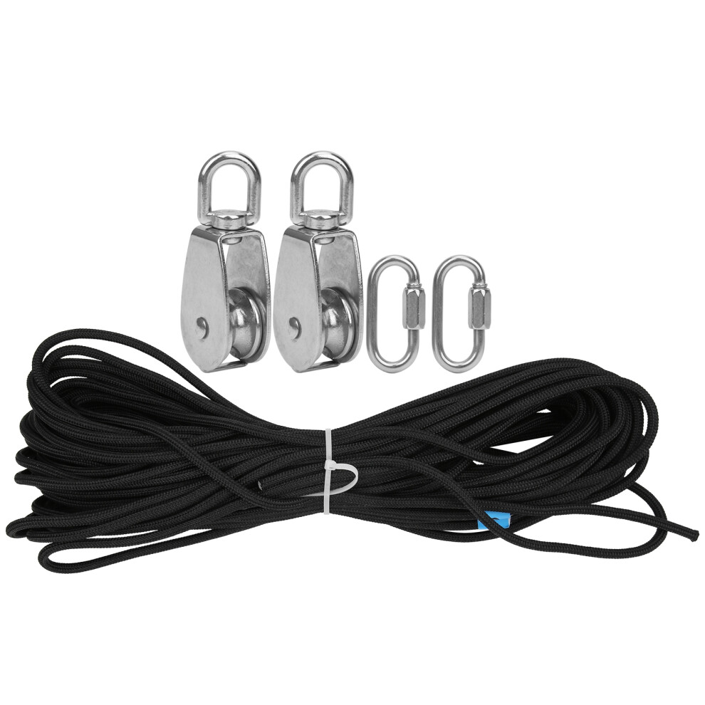 Stainless Steel Pulley With Bearing Inside, Smooth And Silent Swivel Top Ring Single Pulley Block For Indoor Outdoor Lifting Projects 9301476049991