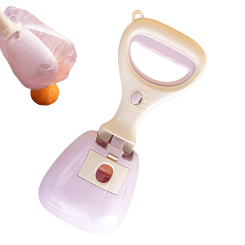 Pet Pooper Scooper with Builtin Storage Bag, Ergonomic Handle, Purple