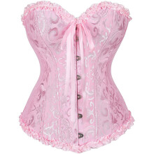Corset bustiê feminino, lingerie overbust com painel de modéstia e design sedutor, top modelador com estrutura de barbatanas plásticas para